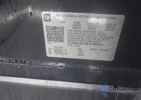 2020 Chevrolet Equinox Fwd 2Fl z USA, uszkodzony, nr VIN 2GNAXJEV4L6186414